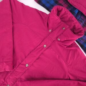 LL Bean Raspberry‎ Parka Womens Large Thinsulate Plaid Hooded VTG C685 Cozycore